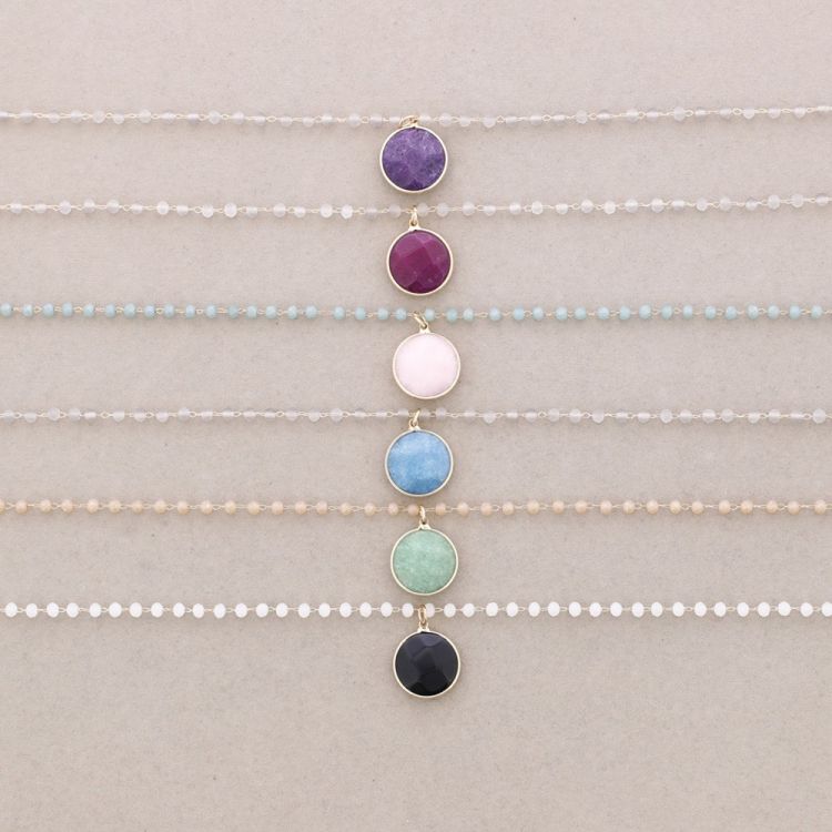 FACETED CRYSTALS CHOKER WITH STONE DROP PENDANT 2
