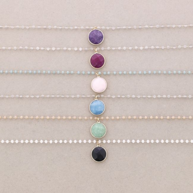 FACETED CRYSTALS CHOKER WITH STONE DROP PENDANT