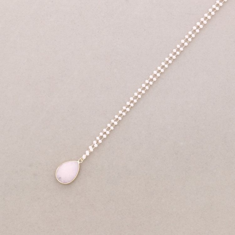 LONG NECKLACE FACETED CRYSTALS STONE DROP PENDANT
