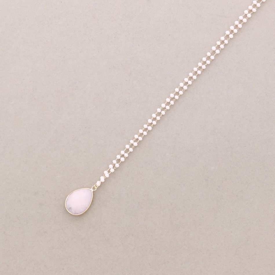 LONG NECKLACE FACETED CRYSTALS STONE DROP PENDANT