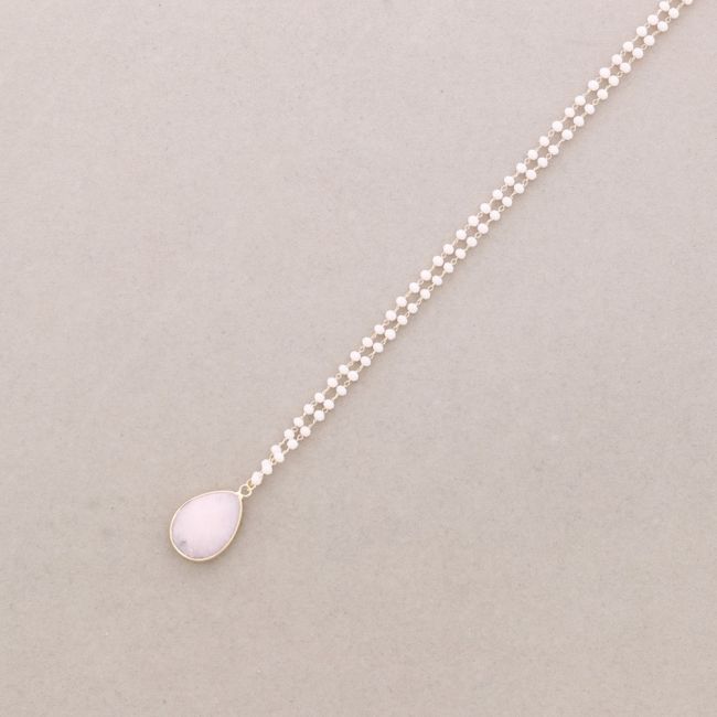 LONG NECKLACE FACETED CRYSTALS STONE DROP PENDANT
