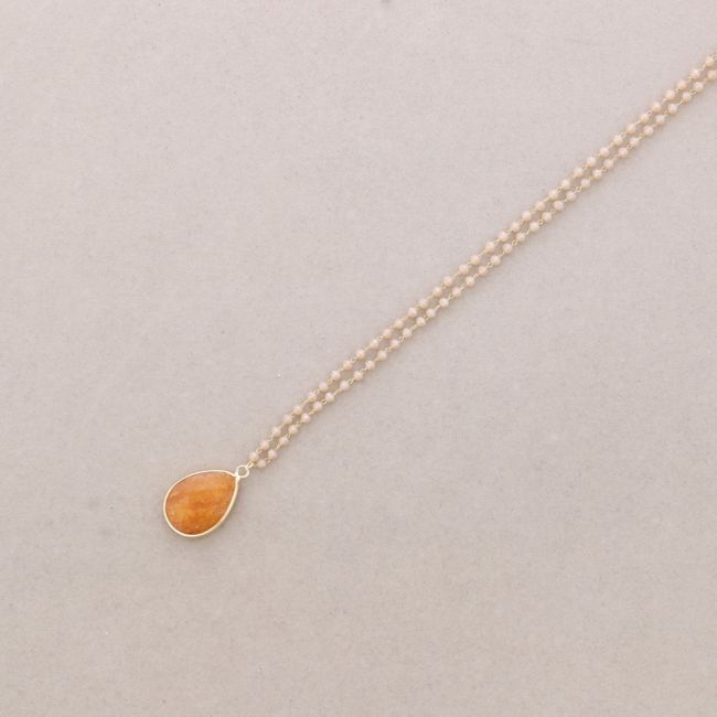 LONG NECKLACE FACETED CRYSTALS STONE DROP PENDANT