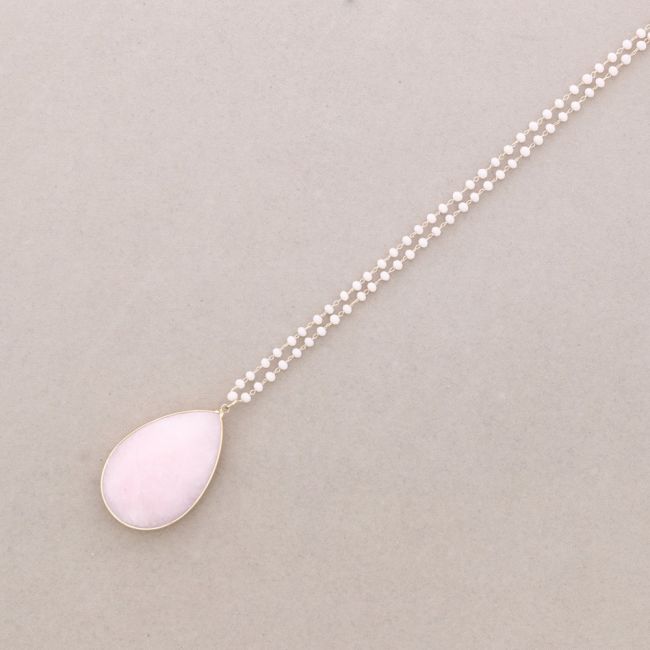 LONG NECKLACE FACETED CRYSTALS STONE DROP PENDANT