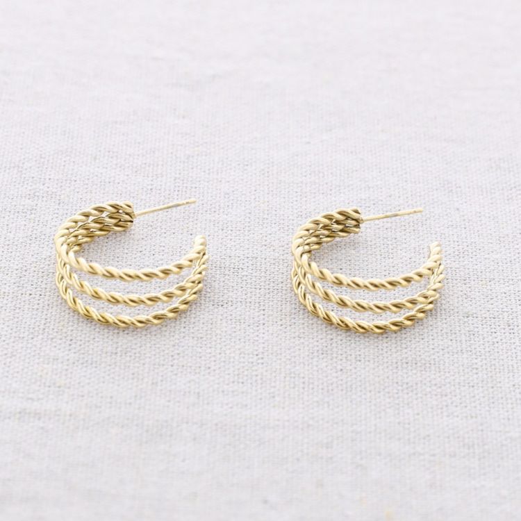 TRIPLE HOOP STEEL EARRINGS
