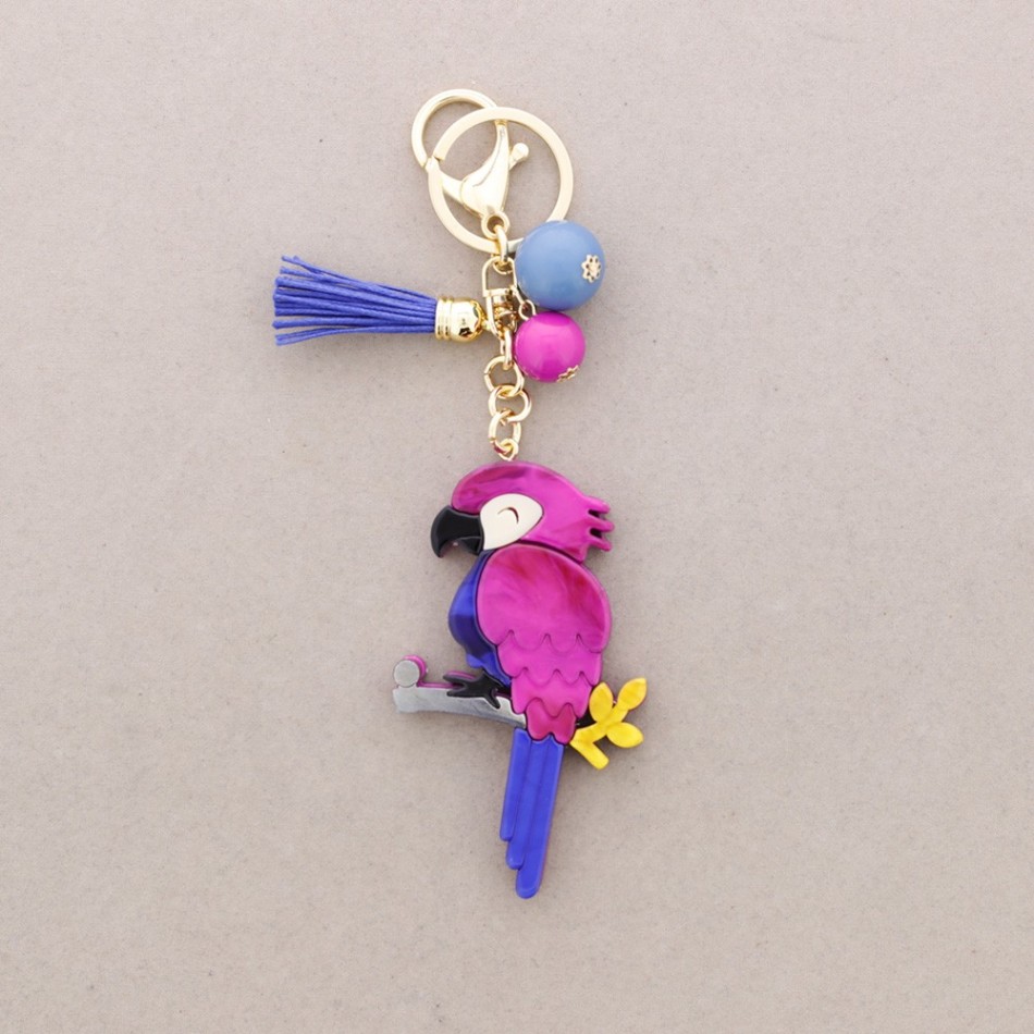 RESIN BIRD BAG CHARM KEYCHAIN