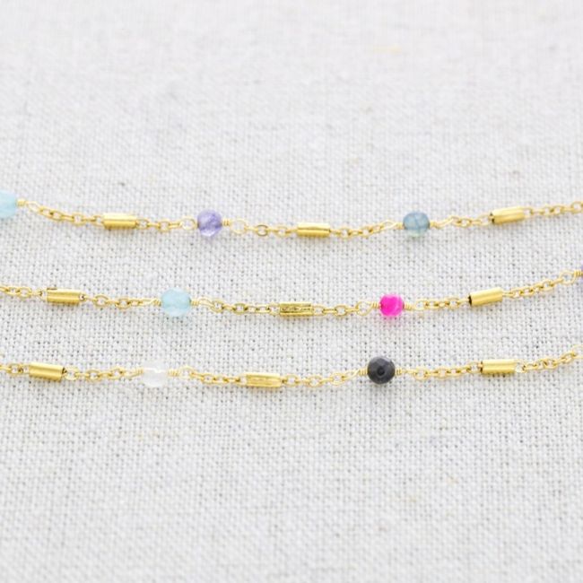 STEEL SHORT NECKLACE WITH MULTICOLOR STONES