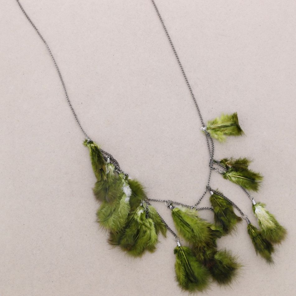 COLLAR LARGO CADENAS PLUMAS