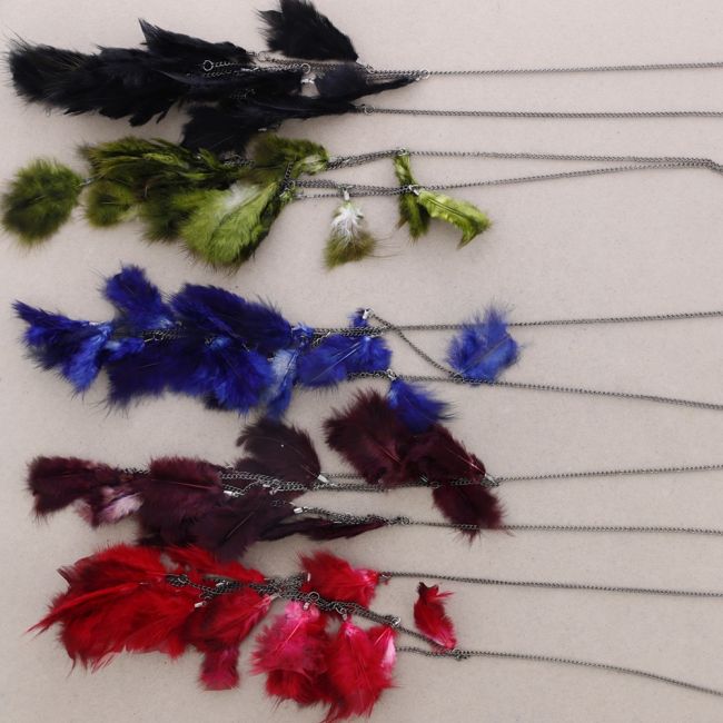 COLLAR LARGO CADENAS PLUMAS