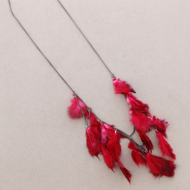 COLLAR LARGO CADENAS PLUMAS