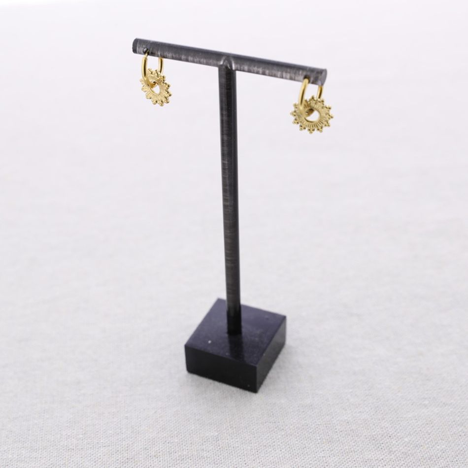 STEEL HOOP PENDANT EARRINGS