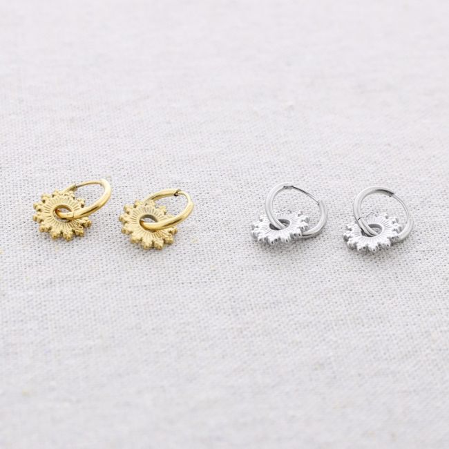 STEEL HOOP PENDANT EARRINGS
