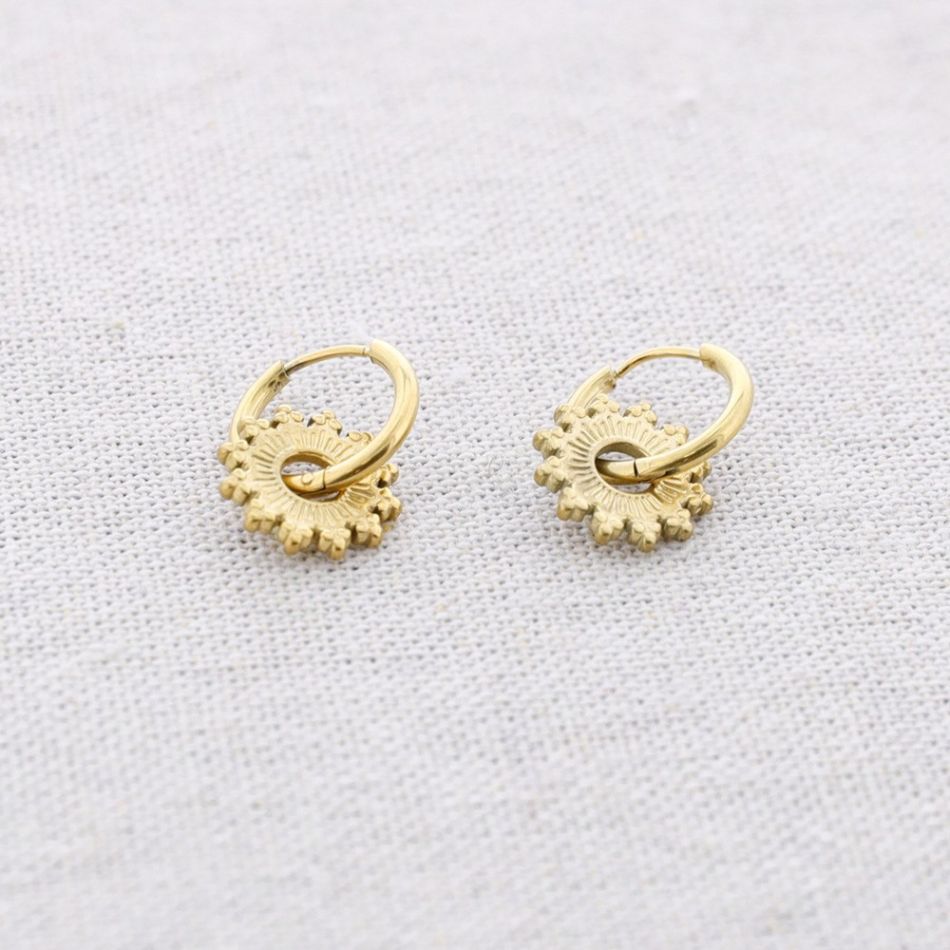 STEEL HOOP PENDANT EARRINGS