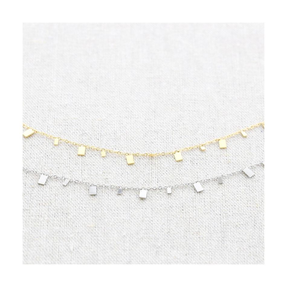STEEL SHORT NECKLACE WITH RECTANGULAR PENDANTS