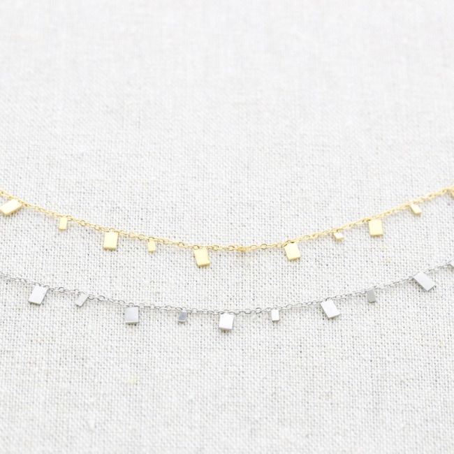 STEEL SHORT NECKLACE WITH RECTANGULAR PENDANTS