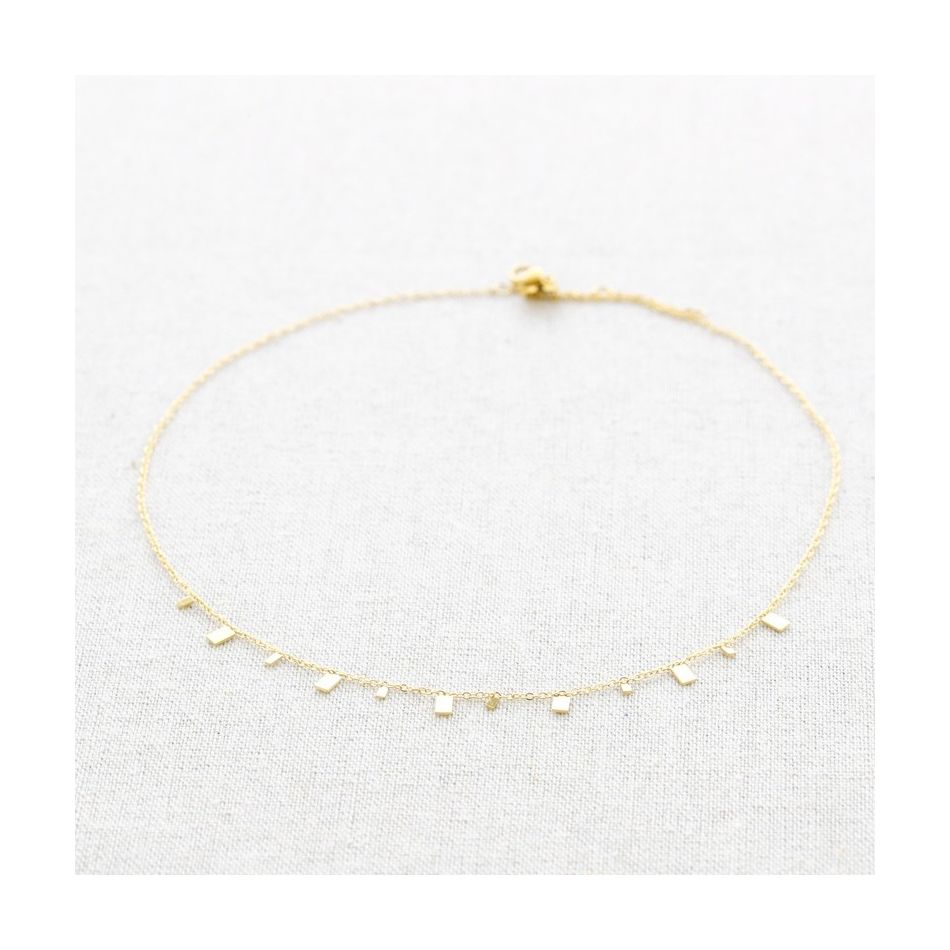 STEEL SHORT NECKLACE WITH RECTANGULAR PENDANTS