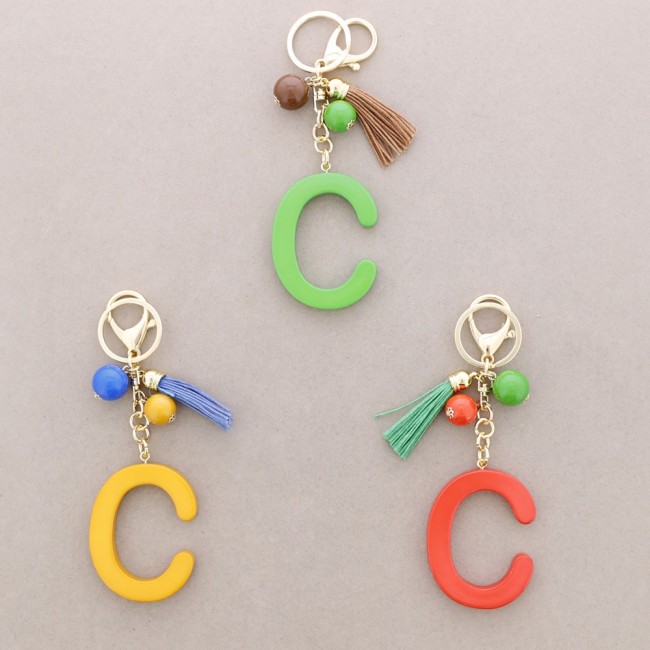 KEYCHAIN PENDANT INITIAL LETTER C RESIN