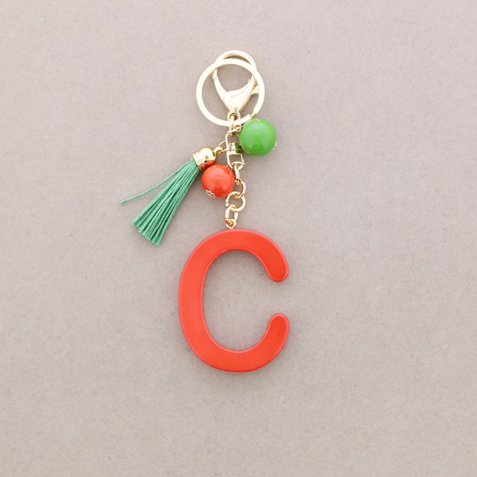 KEYCHAIN PENDANT INITIAL LETTER C RESIN