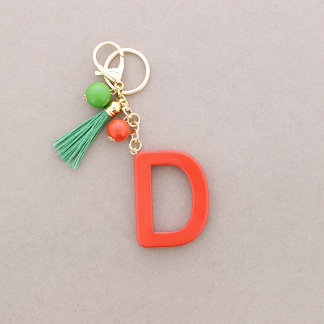 KEYCHAIN PENDANT INITIAL LETTER D RESIN