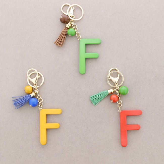RESIN INITIAL LETTER F PENDANT KEYCHAIN