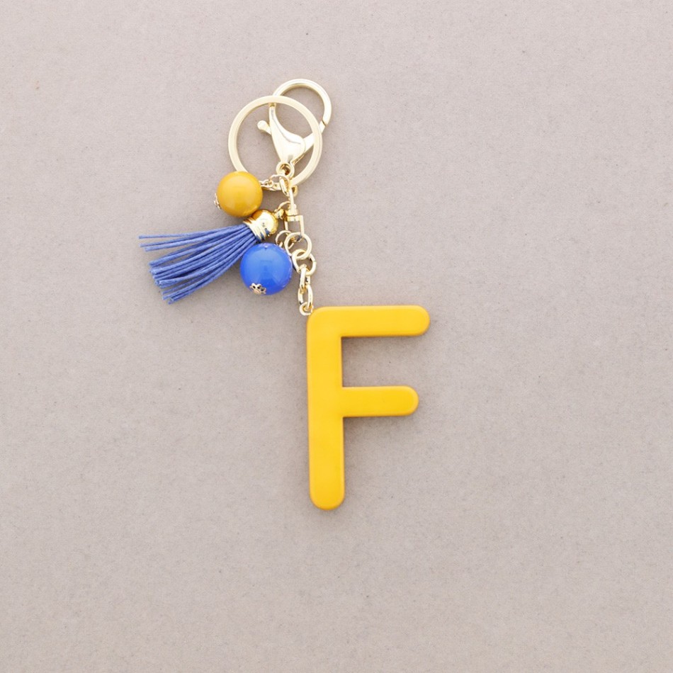RESIN INITIAL LETTER F PENDANT KEYCHAIN