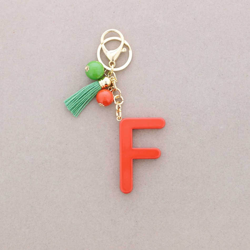 RESIN INITIAL LETTER F PENDANT KEYCHAIN