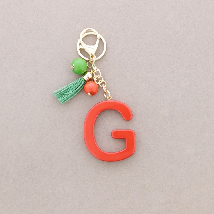 KEYCHAIN PENDANT INITIAL LETTER G RESIN