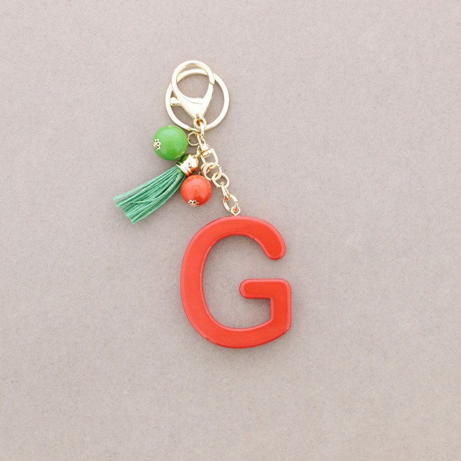 KEYCHAIN PENDANT INITIAL LETTER G RESIN