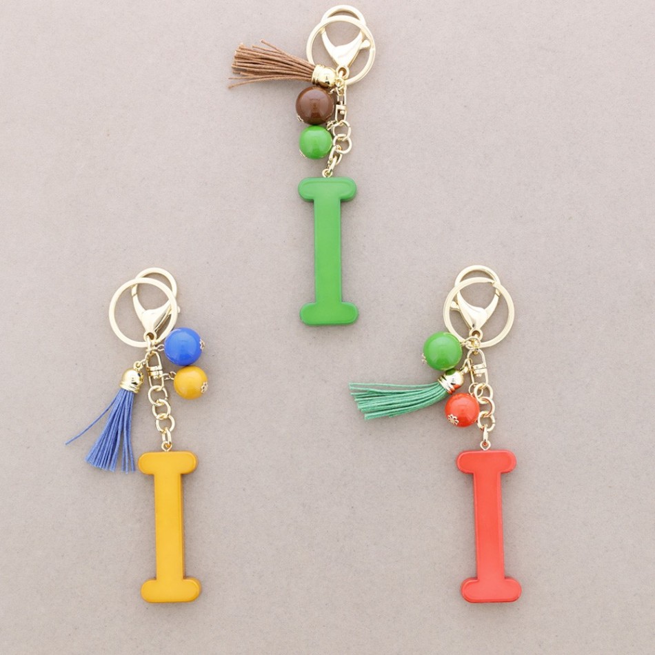 KEYCHAIN PENDANT INITIAL LETTER I RESIN