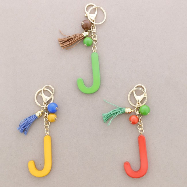 RESIN INITIAL LETTER J PENDANT KEYCHAIN