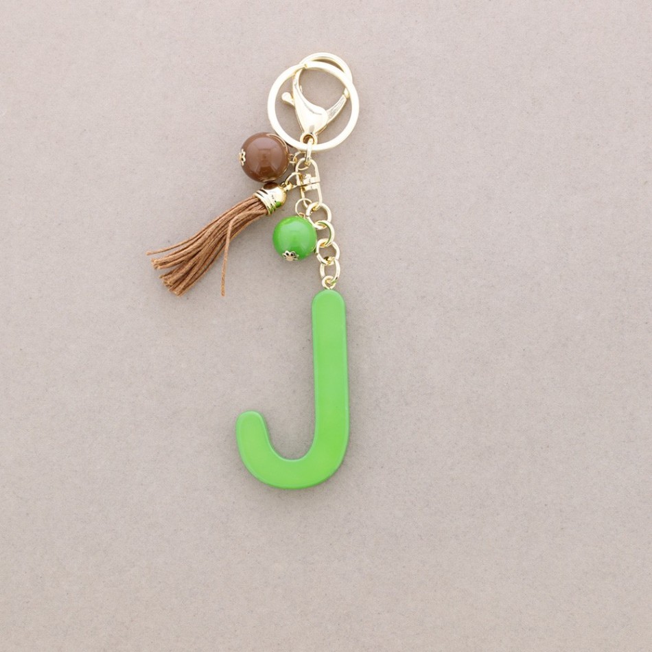 RESIN INITIAL LETTER J PENDANT KEYCHAIN