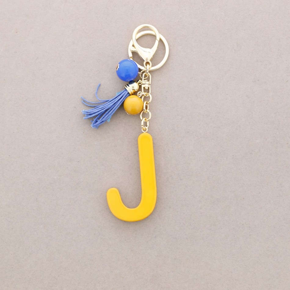 RESIN INITIAL LETTER J PENDANT KEYCHAIN
