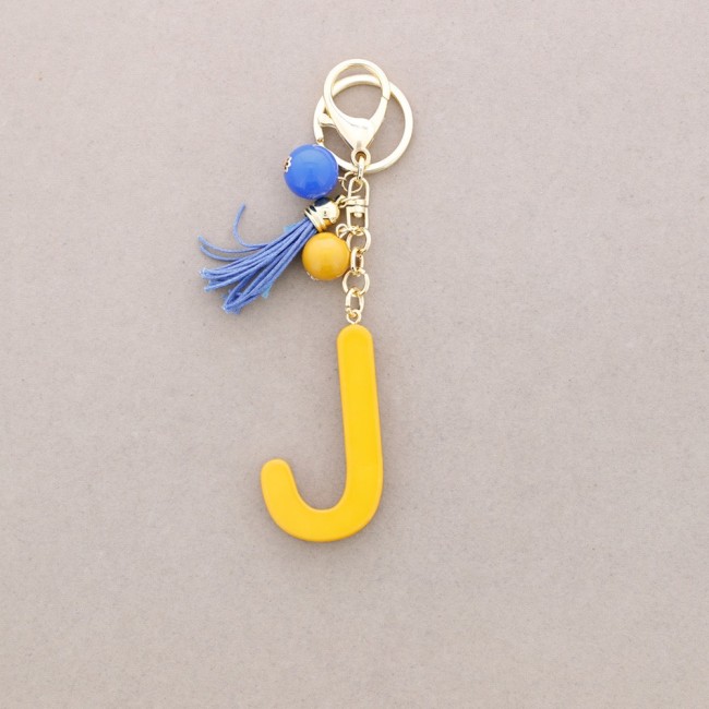RESIN INITIAL LETTER J PENDANT KEYCHAIN