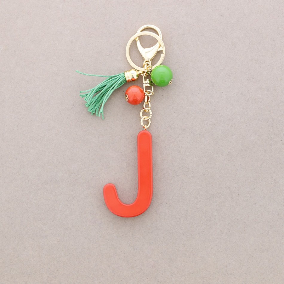RESIN INITIAL LETTER J PENDANT KEYCHAIN