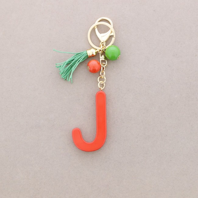 RESIN INITIAL LETTER J PENDANT KEYCHAIN
