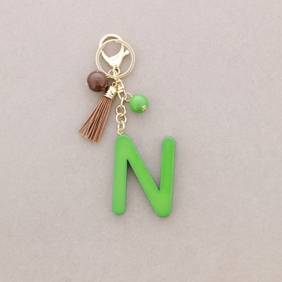 RESIN INITIAL LETTER N PENDANT KEYCHAIN