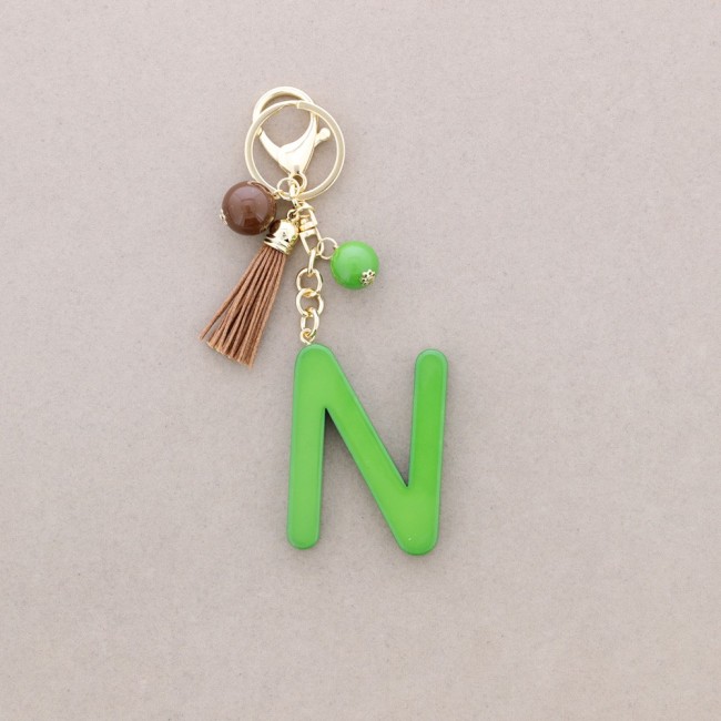RESIN INITIAL LETTER N PENDANT KEYCHAIN