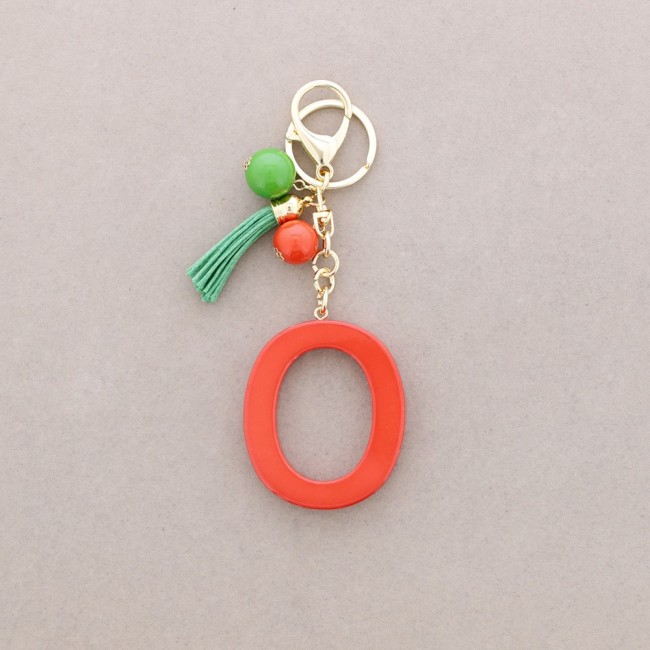 KEYCHAIN PENDANT INITIAL LETTER O RESIN