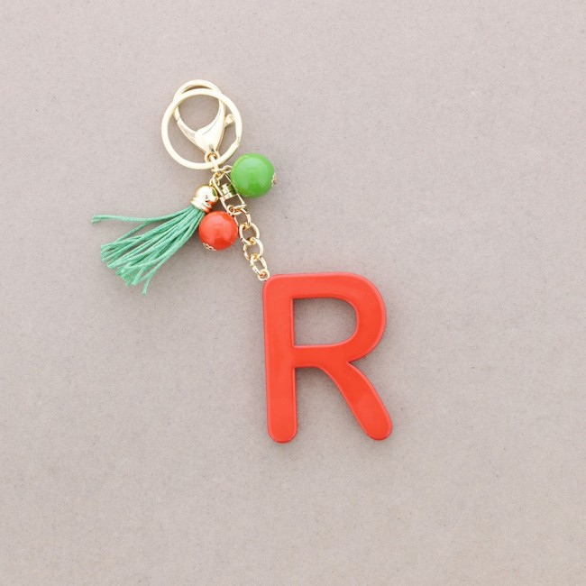 KEYCHAIN PENDANT INITIAL LETTER R RESIN