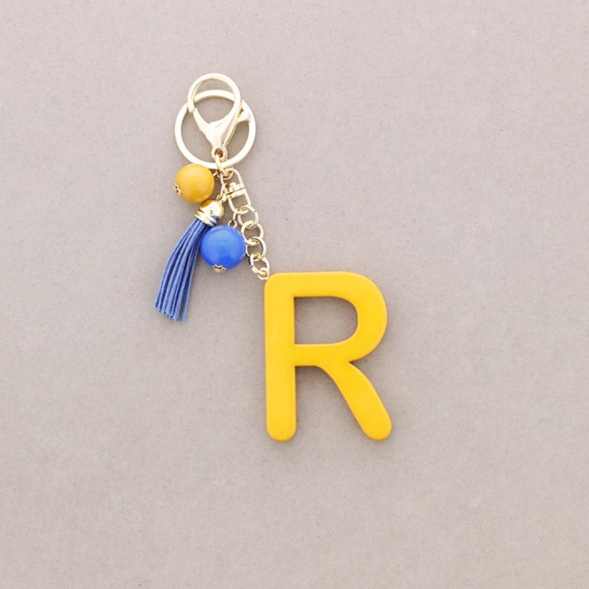 KEYCHAIN PENDANT INITIAL LETTER R RESIN