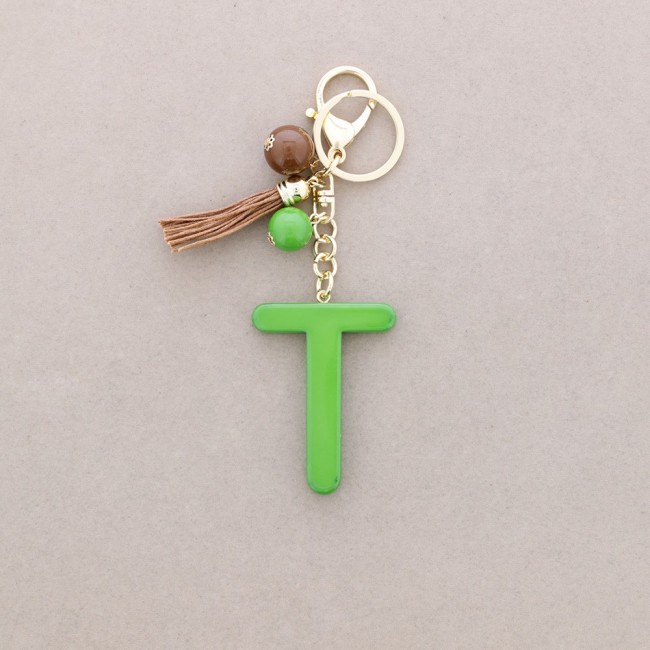 KEYCHAIN PENDANT INITIAL LETTER T RESIN