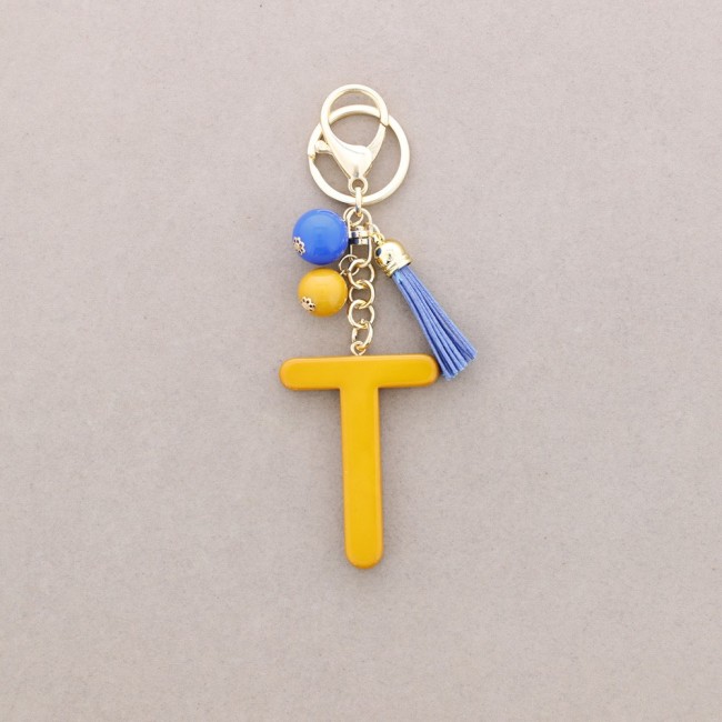 KEYCHAIN PENDANT INITIAL LETTER T RESIN