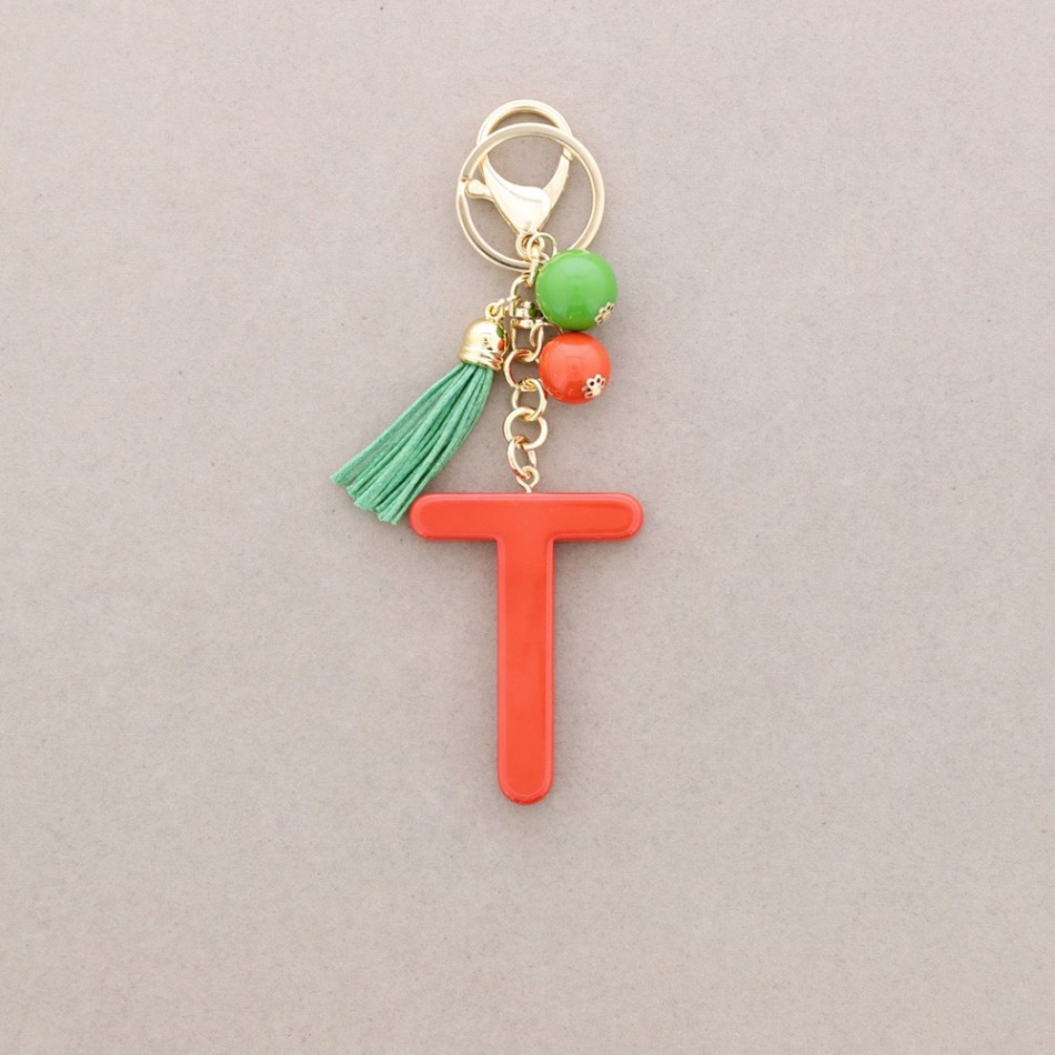 KEYCHAIN PENDANT INITIAL LETTER T RESIN