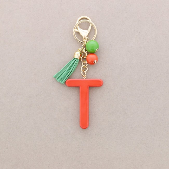 KEYCHAIN PENDANT INITIAL LETTER T RESIN