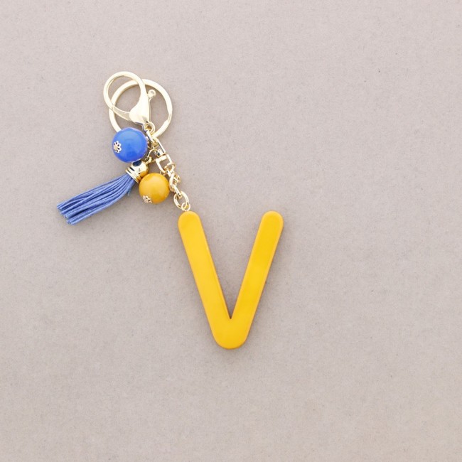 INITIAL LETTER V RESIN PENDANT KEYCHAIN