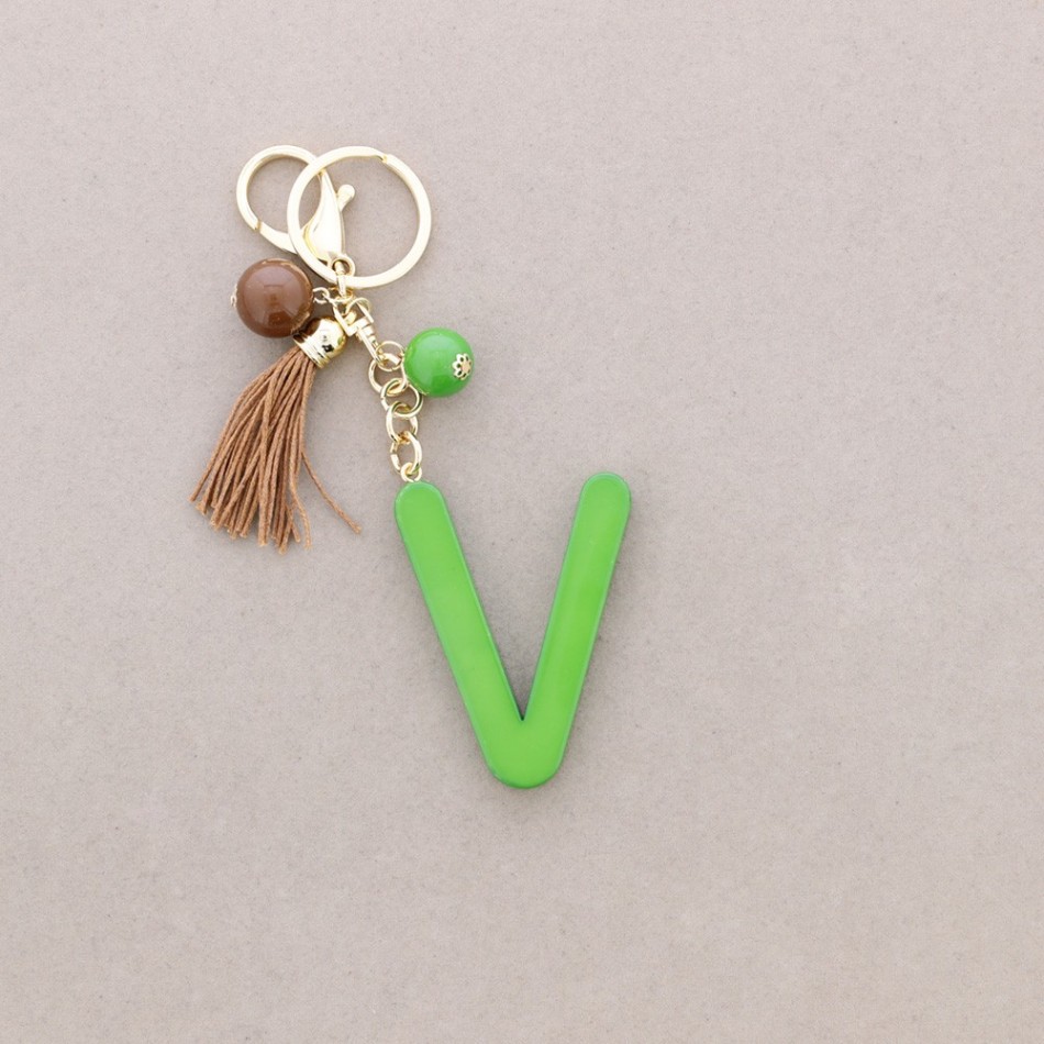 INITIAL LETTER V RESIN PENDANT KEYCHAIN