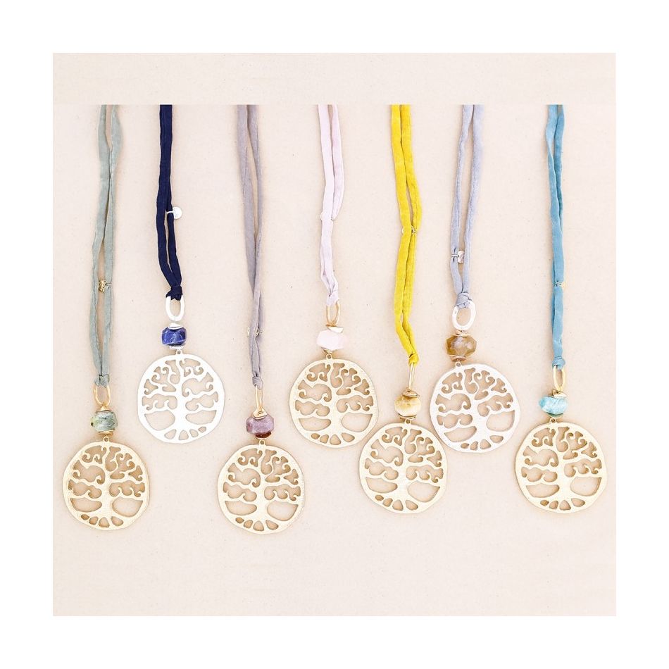 METAL TREE OF LIFE PENDANT LONG NECKLACE