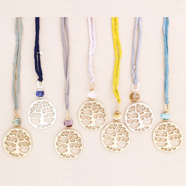 METAL TREE OF LIFE PENDANT LONG NECKLACE