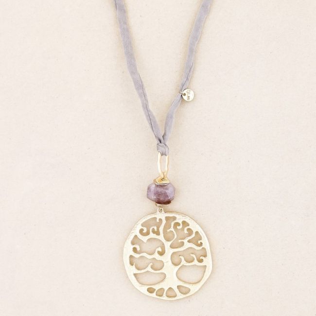 METAL TREE OF LIFE PENDANT LONG NECKLACE