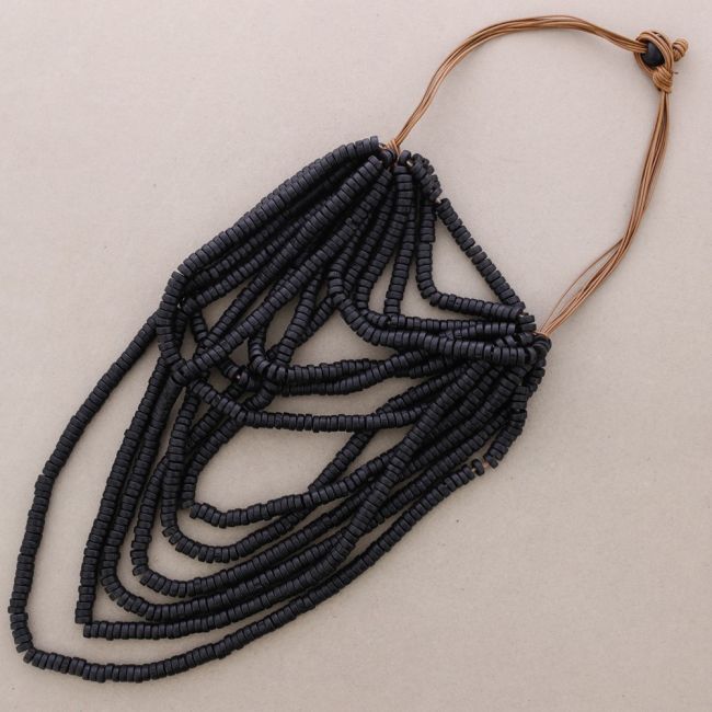 WOODEN BEADS BIB NECKLACE
