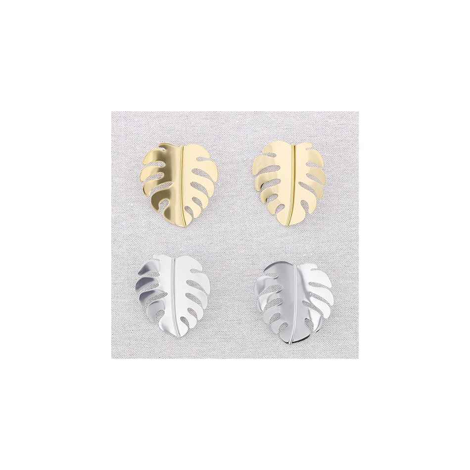 PENDIENTES ACERO HOJA COSTILLA DE ADÁN